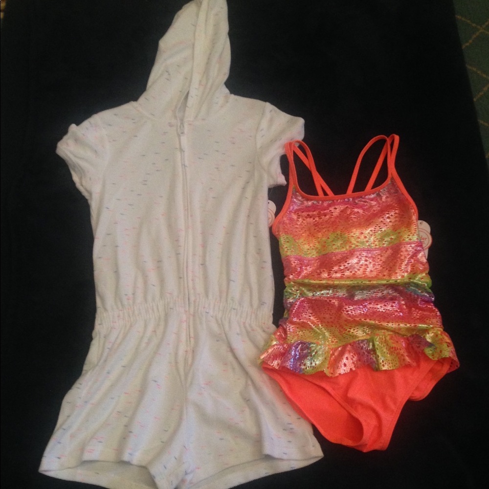 👙 Girls Swim Suit with Romper Cover-Up